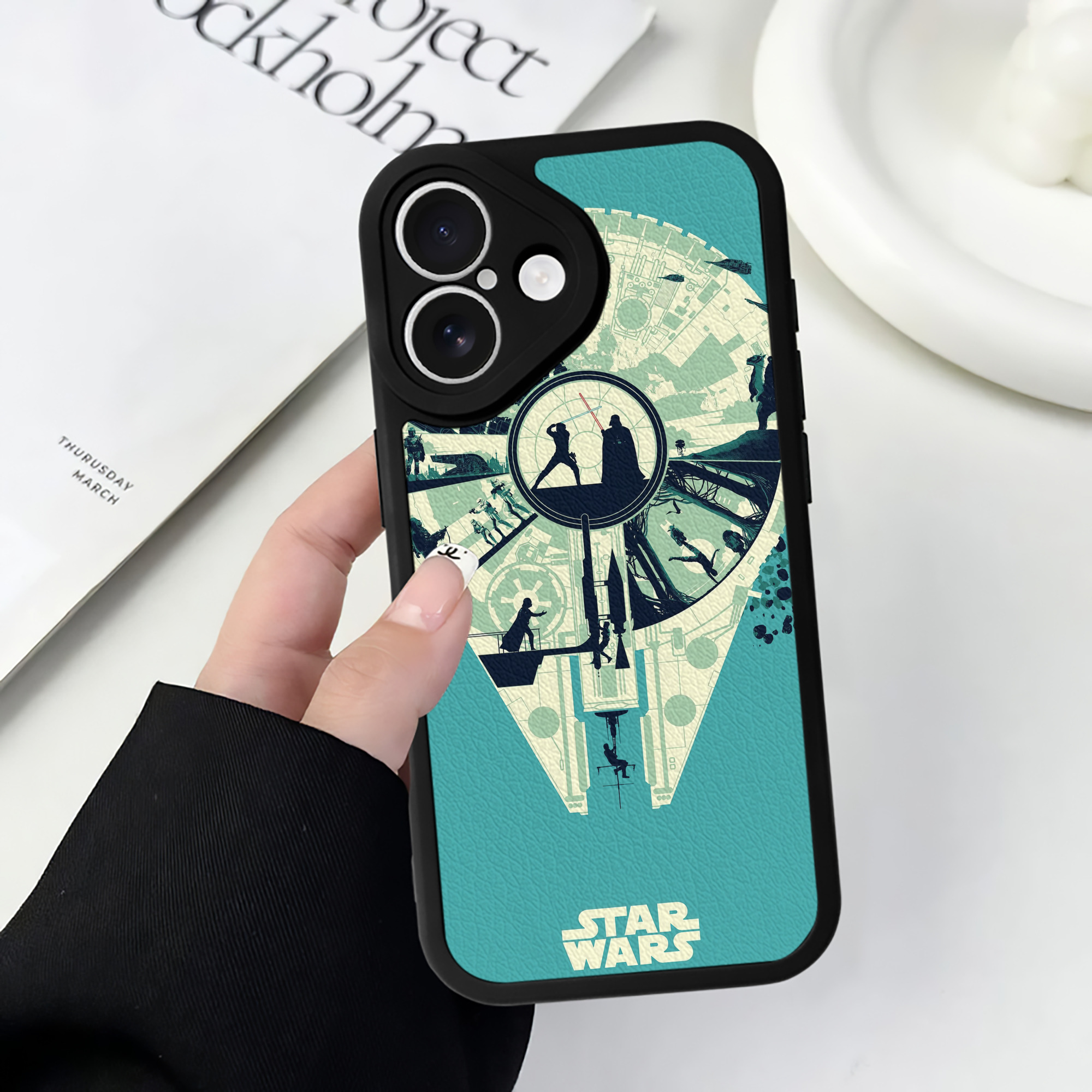 （画像用） スター・ウォーズ Star Wars 【iPhone 16シリーズ対応】シリコンスマホケース（レザー調） 材質：シリコン